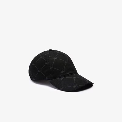 Gorras Lacoste LIVE Monogram Printed Algodon Hombre Negros | 58HGDPJKI