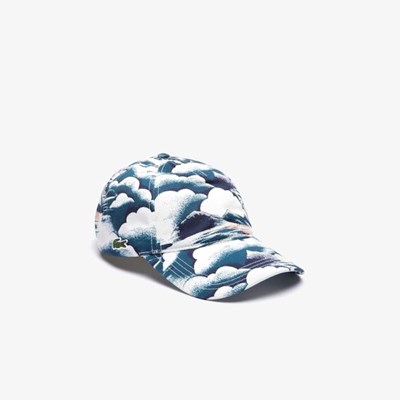 Gorras Lacoste Printed Algodon Hombre Azules Rosas Blancos | 80MNYGEFC