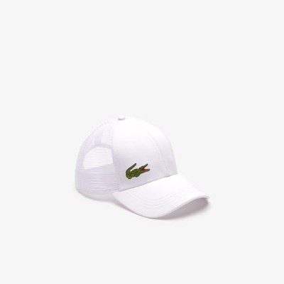 Gorras Lacoste SPORT Mesh Panel Algodon Hombre Blancos | 58ODXAJZP