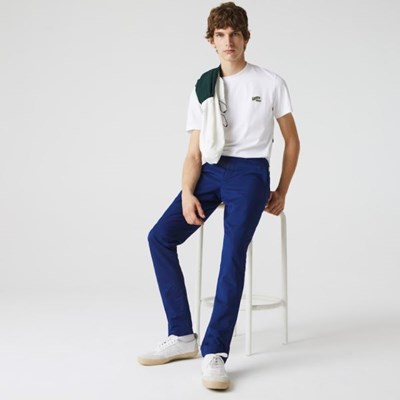 Pantalones Lacoste Algodon-Linen Hombre Azul Marino | 90UYFJINH