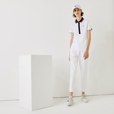 Pantalones Lacoste SPORT Golf Pleated Tech Gabardine Mujer Blancos | 15VZYECRN