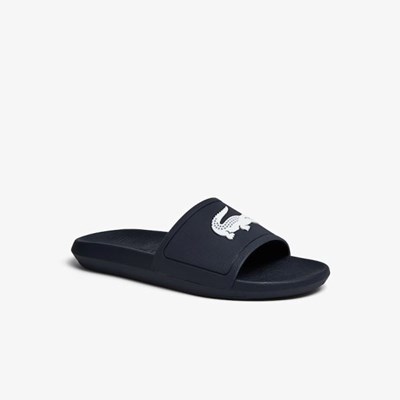 Sandalias de Diapositivas Lacoste Croco Sintetico Hombre Azul Marino Blancos | 26OLBTAHQ