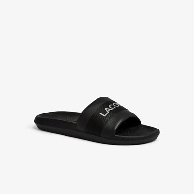 Sandalias de Diapositivas Lacoste Croco Textil Logo Hombre Negros Negros | 30ITWMOHN