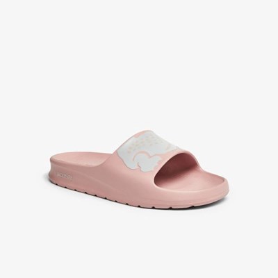 Sandalias de Diapositivas Lacoste Croco 2.0 Sintetico Print Mujer Rosas Blancos | 82URCBGEA