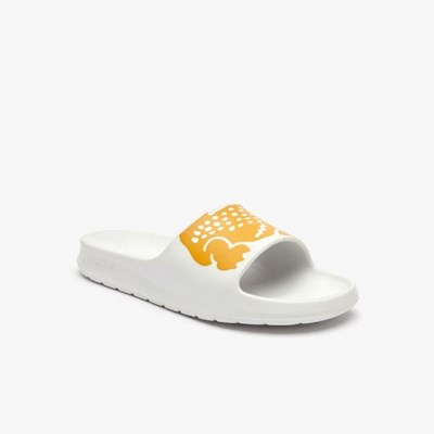 Sandalias de Diapositivas Lacoste x Ricky Regal Sintetico Crocodile Hombre Blancos Amarillos | 32JXUTZDN