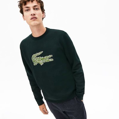 Sudaderas Lacoste Crewneck Croco Magic Logo Hombre Verdes | 97OULQRFX