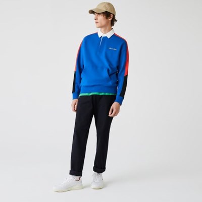 Sudaderas Lacoste LIVE Colorblock Hombre Azules Blancos | 19HFQCNUZ