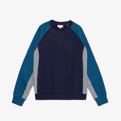 Sudaderas Lacoste Motion Colorblock Crew Neck Hombre Azul Marino Grises Azul Marino | 28ATGHYOP