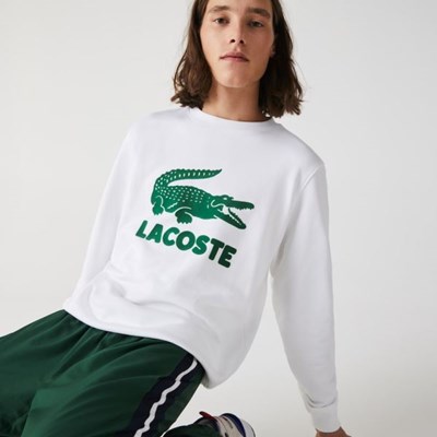 Sudaderas Lacoste Printed Logo Hombre Blancos | 97BAVUXKJ