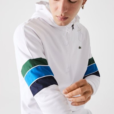 Sudaderas Lacoste SPORT Encapuchado Colorblock Hombre Blancos Verdes Azules | 35TODALHK