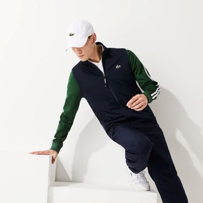 Sudaderas Lacoste SPORT Two-Tone Technical Piqué Zip Hombre Azul Marino Verdes | 97FZSCXYM