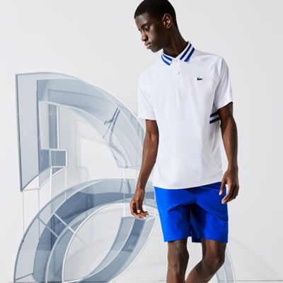 Sudaderas Lacoste SPORT x Novak Djokovic Respirable Ultra-Dry Hombre Blancos Azules | 57FGJQKTO