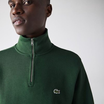 Sudaderas Lacoste Zippered Stand-Up Collar Algodon Hombre Verdes | 56BSEJRLA