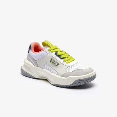 Tenis Lacoste Ace Lift Cuero and Gamuza Mujer Blancos Grises | 96OXNMPKF