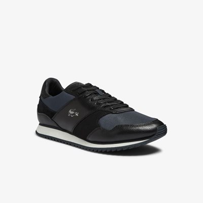 Tenis Lacoste Aesthet Luxe Cuero Hombre Negros | 62QRWLHVT