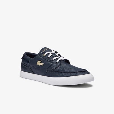 Tenis Lacoste Bayliss Deck Cuero Hombre Azul Marino Blancos | 87XOADEPC