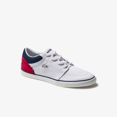 Tenis Lacoste Bayliss Lona Hombre Blancos Azul Marino Rojos | 26KWYZDAE