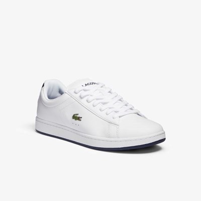 Tenis Lacoste Carnaby Evo Cuero Hombre Blancos Azul Marino | 25DUTIBQG