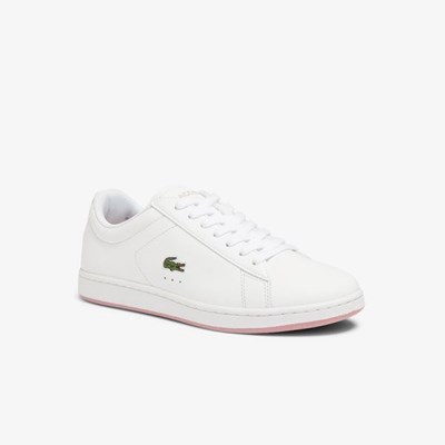 Tenis Lacoste Carnaby Evo Cuero Mujer Blancos Rosas | 67PHBQUYI