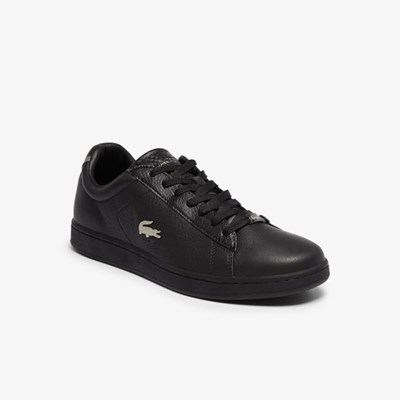 Tenis Lacoste Carnaby Evo Cuero Platinum Detailing Hombre Negros | 94XNQLHBV