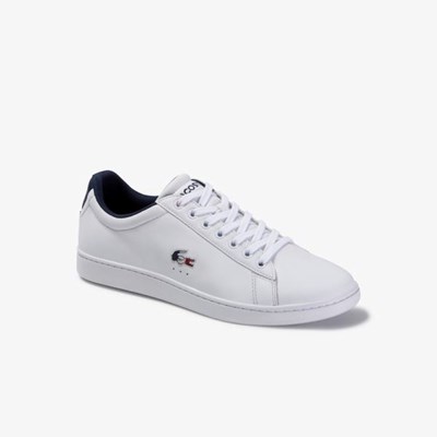 Tenis Lacoste Carnaby Evo Cuero and Sintetico Hombre Blancos Azul Marino Rojos | 17KPUBWMQ