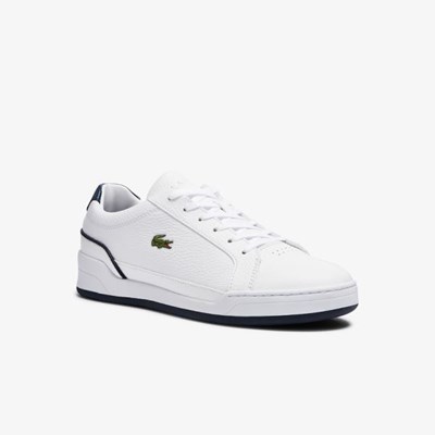 Tenis Lacoste Challenge Cuero Hombre Blancos Azul Marino | 05PBVWQYD