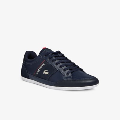 Tenis Lacoste Chaymon Cuero and Gamuza Hombre Azul Marino Blancos | 46WXFSUIN