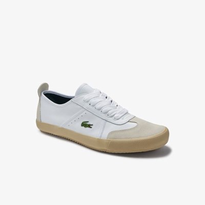 Tenis Lacoste Contest Cuero and Gamuza Mujer Blancos Grises | 45MZSBLQV