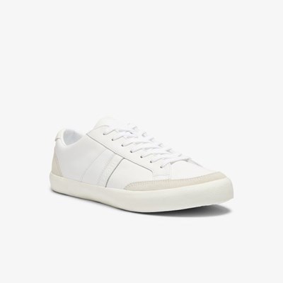 Tenis Lacoste Coupole Cuero and Gamuza Hombre Blancos Grises | 60LFWSUHR