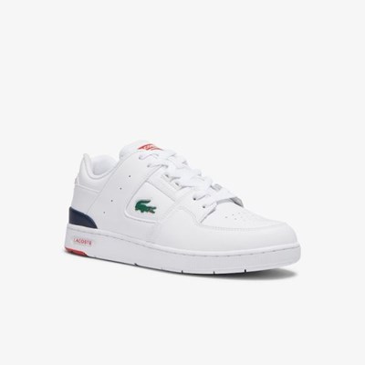 Tenis Lacoste Court Cage Cuero Hombre Blancos Azul Marino Rojos | 17MOECIUY