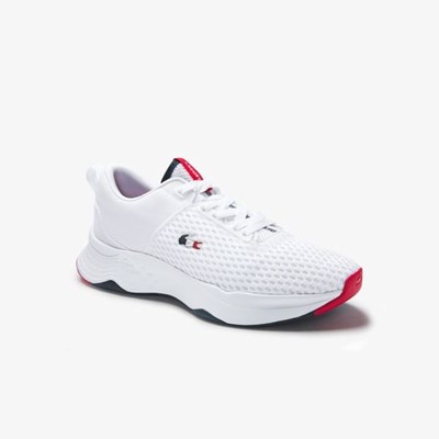 Tenis Lacoste Court-Drive Textured Textil Hombre Blancos Azul Marino Rojos | 03EHVYQTC