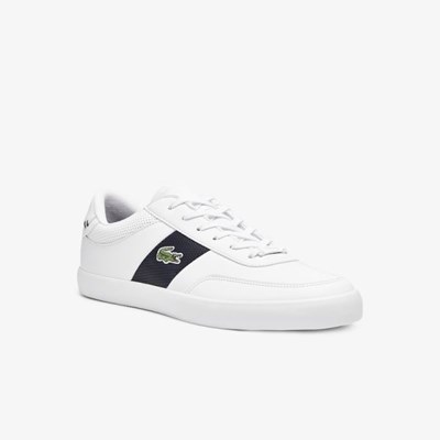 Tenis Lacoste Court-Master Cuero and Sintetico Perforated Hombre Blancos Azul Marino | 84HECLZBV