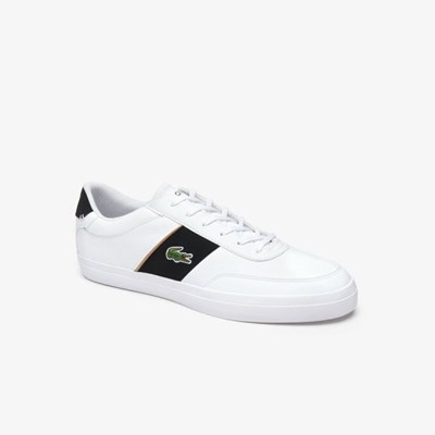 Tenis Lacoste Court-Master Tumbled Cuero Hombre Blancos Negros | 20LAKCBTR