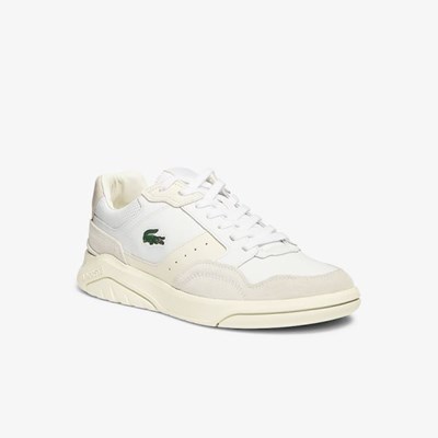 Tenis Lacoste Game Advance Luxe Cuero and Gamuza Hombre Blancos Grises | 49WHXIDVQ