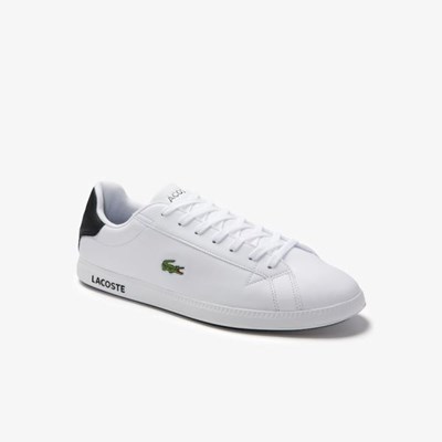 Tenis Lacoste Graduate Cuero Hombre Blancos Negros | 27KIRAJLP