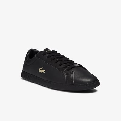 Tenis Lacoste Graduate Cuero and Sintetico Hombre Negros | 45KRLGTWU