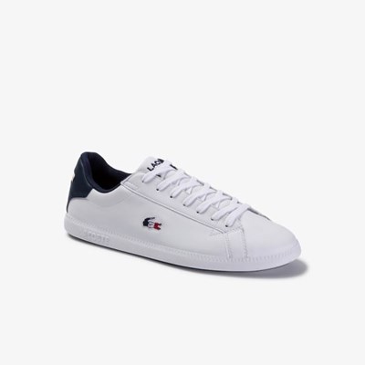 Tenis Lacoste Graduate Tricolore Cuero and Sintetico Hombre Blancos Beige | 46KUACGHX