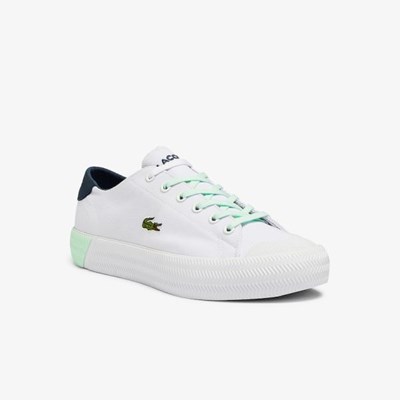 Tenis Lacoste Gripshot Lona and Cuero Mujer Blancos Azules | 15KMVPLQZ