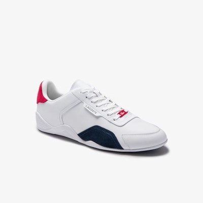 Tenis Lacoste Hapona Cuero and Sintetico Hombre Blancos Azul Marino Rojos | 98ETCIYVN