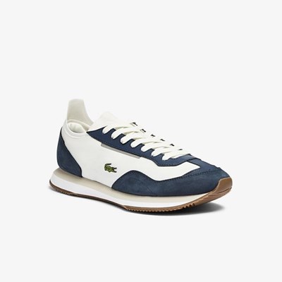 Tenis Lacoste Match Break Textil Hombre Blancos Azul Marino | 03ZKBCTQX