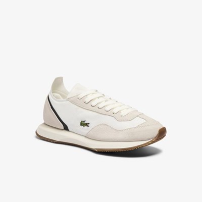 Tenis Lacoste Match Break Textil and Gamuza Mujer Blancos Verdes | 18ENGQSXY