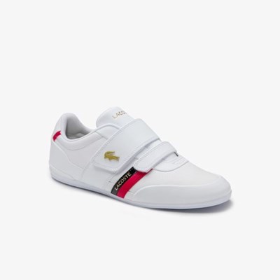 Tenis Lacoste Misano Correa Cuero and Sintetico Hombre Blancos Rojos | 97OAWMRVY