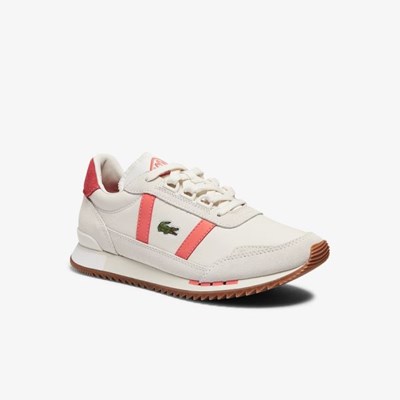 Tenis Lacoste Partner Retro Cuero Mujer Beige Rosas | 47YJCAXTB