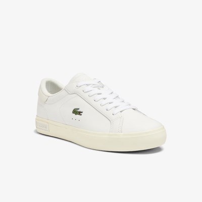 Tenis Lacoste Powercourt Cuero Popped Heal Mujer Blancos Grises | 68NBJREHC