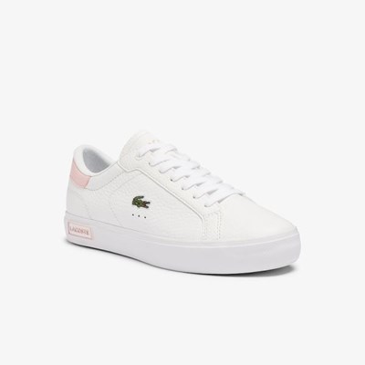 Tenis Lacoste Powercourt Cuero and Sintetico Mujer Blancos Rosas | 03AGPVBOM