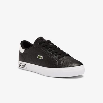 Tenis Lacoste Powercourt Cuero and Sintetico Mujer Negros Blancos | 58YWBTJCK