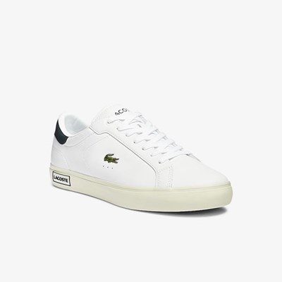 Tenis Lacoste Powercourt Smooth Cuero Hombre Blancos | 87SZBOVCD