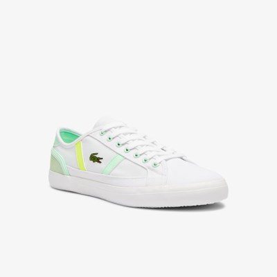 Tenis Lacoste Sideline Lona Hombre Blancos Verdes | 02PKFHSRI