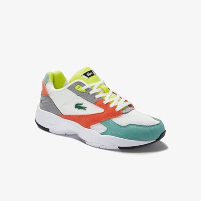 Tenis Lacoste Storm 96 LO Mesh and Cuero Mujer Naranjas Verdes | 90YEFWGZC