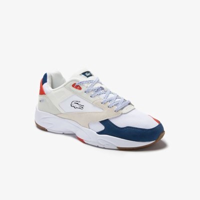 Tenis Lacoste Storm 96 LO Textil Hombre Blancos Azules | 54QUZSOJG